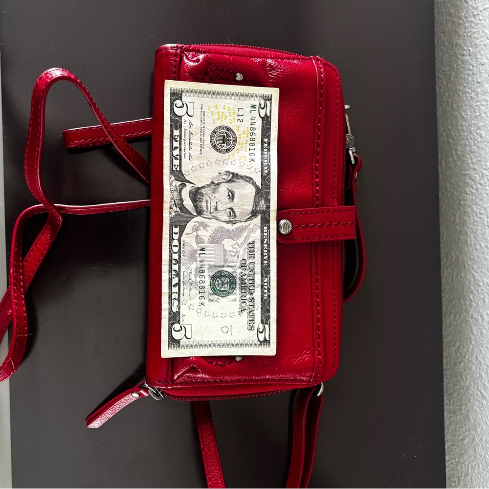 The Sak Red Leather Crossbody organizer purse/ wallet/ wristlet - Picture 3 of 8